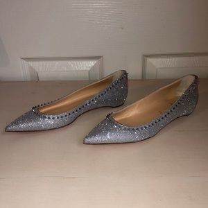 Christian Louboutin Glitter Studded Anjalina Flats
